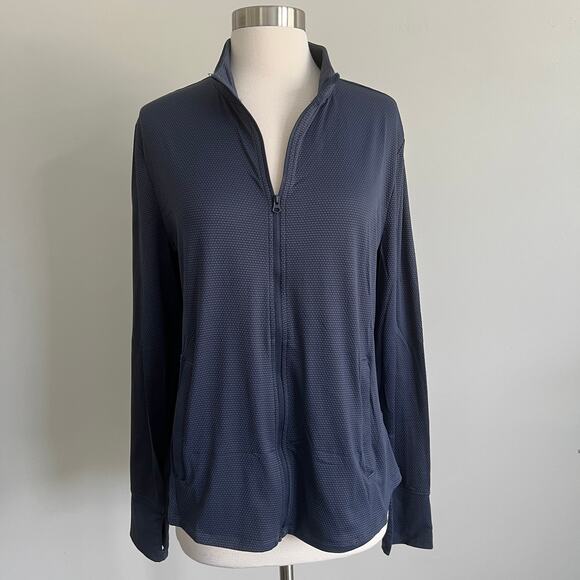 Tommy Bahama Golf Athletic Full Zip Jacket Thumbholes Blue XL Textured - Picture 1 of 12